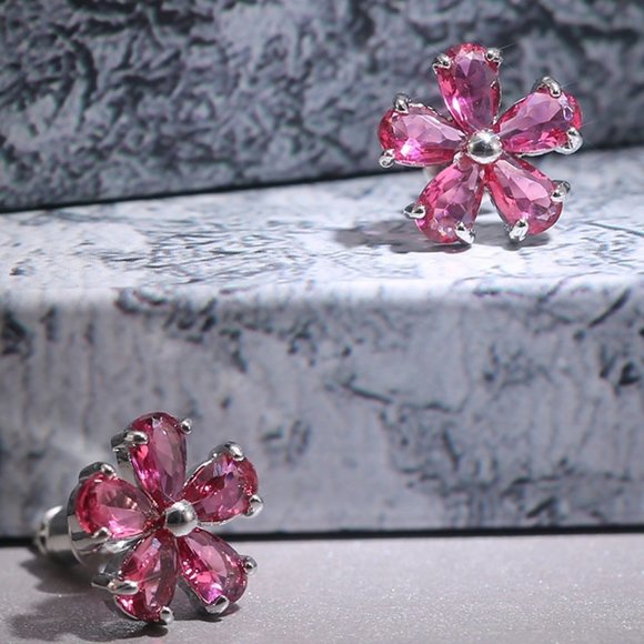 🎁Beautiful Tiny Plum Blossom Zircon Dainty Stud Earrings for Women, UNVN12455 - Picture 2 of 5